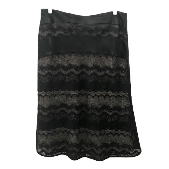 Tibi Black Sheer Lace Midi Skirt - Picture 1 of 2